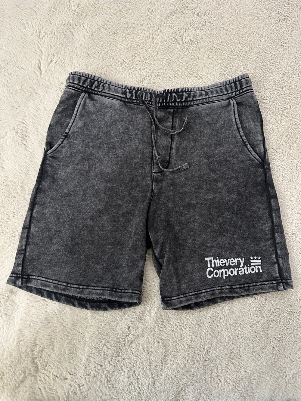 Men's Black Washed Lounge Shorts